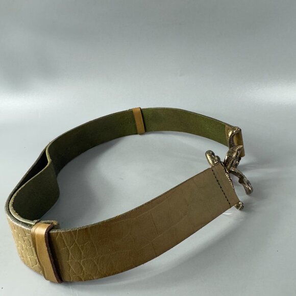 Vintage Arden B Light Tan Leather Snake Buckle Belt, Size M/L main image 11